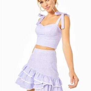 *NWT* Lilly Pulitzer Two-Piece Rosalie Lilac Gingham Skirt Set